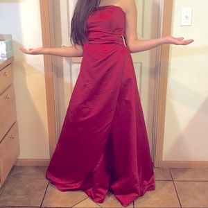 David’s Bridal - Red Strapless Gown Size 4